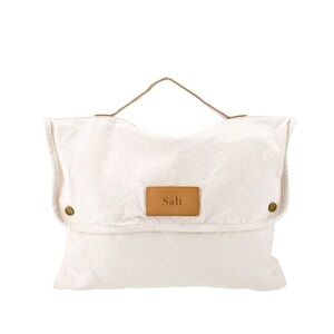 ROOLE- Salt Canvas Briefcase Portfolio with Leather Strap and Snap Closure NWOT